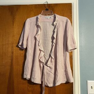 Ines de la Fressange rayon wrapped ruffled front blouse Size Small